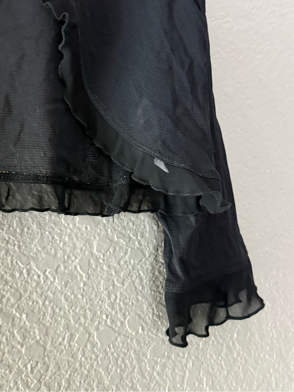 Y2K Black Sheer Striped Ruffle Bolero Shrug Gothic Fairy Whimsigoth - Picture 4 of 15